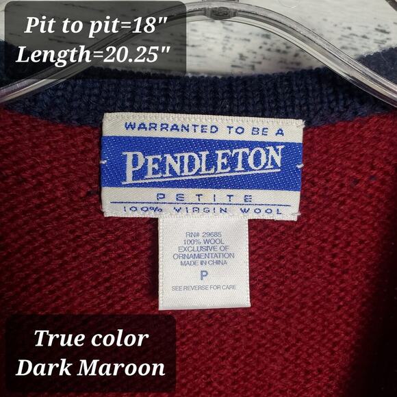 Vintage Pendleton Petite Maroon Knit Embroidered Floral Sweater Vest Sz M - Picture 6 of 8